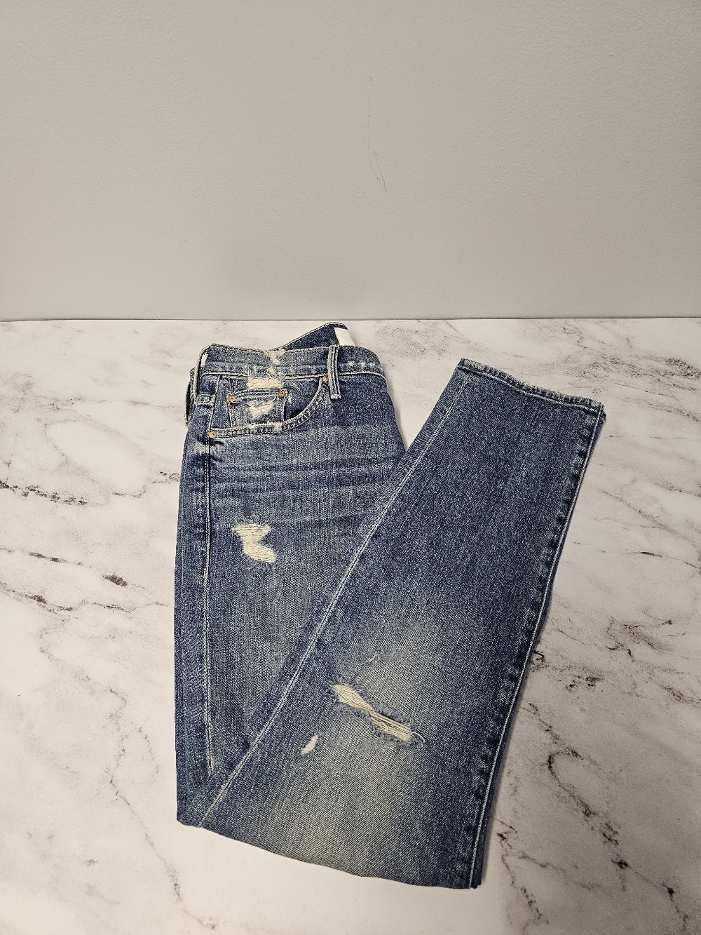 MOTHER Superior The Trickster Ankle High Rise Straight Leg Blue Jeans 27 - Picture 4 of 13